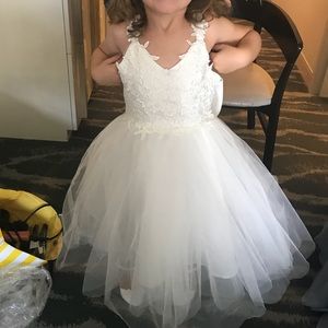 Flower Girl White Tulle Dress